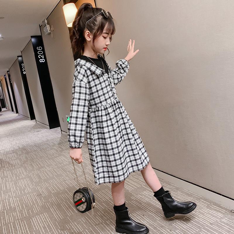 ワンピース シャツワンピース レイヤード風 キッズ 子供服 長袖 膝丈 
