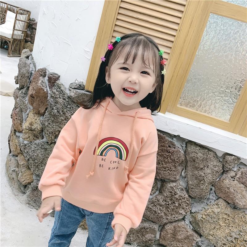 パーカー プルオーバー 長袖 フード付き キッズ ベビー 子供 女の子 男の子 プリント イラスト 虹 レインボー ホワイト ピンク 袖リブ 裾リブ プラスナオ Paypayモール店 通販 Paypayモール