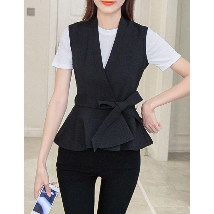 plusnao ベスト ジレ ペプラム レディース トップス 前開き