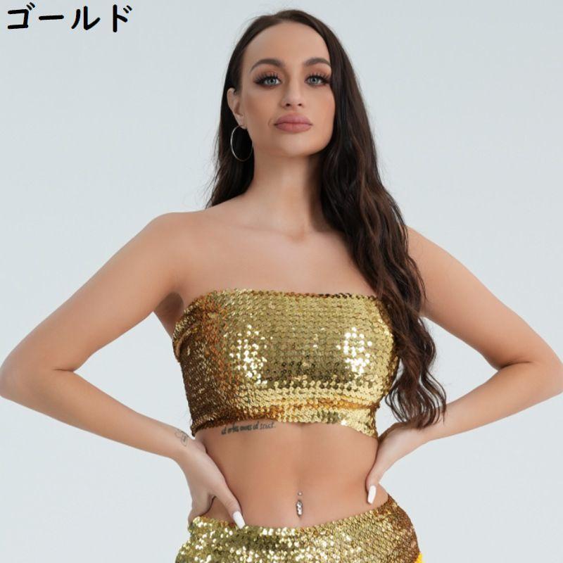 ダンス衣装 チューブトップ 女性用 ベアトップ へそ出しショート丈