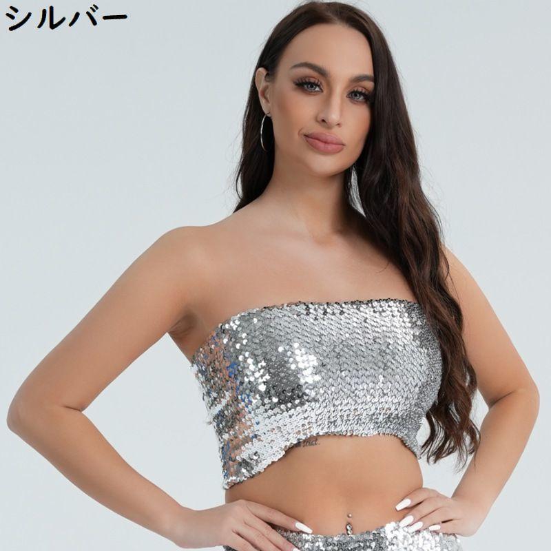 ダンス衣装 チューブトップ 女性用 ベアトップ へそ出しショート丈