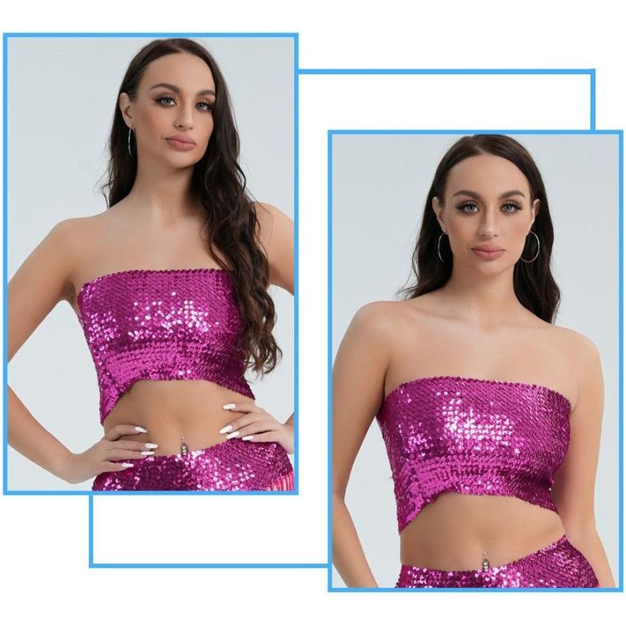 ダンス衣装 チューブトップ 女性用 ベアトップ へそ出しショート丈