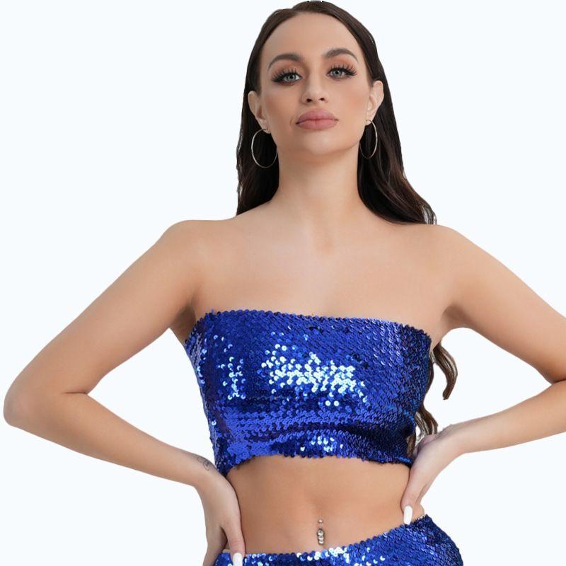 ダンス衣装 チューブトップ 女性用 ベアトップ へそ出しショート丈