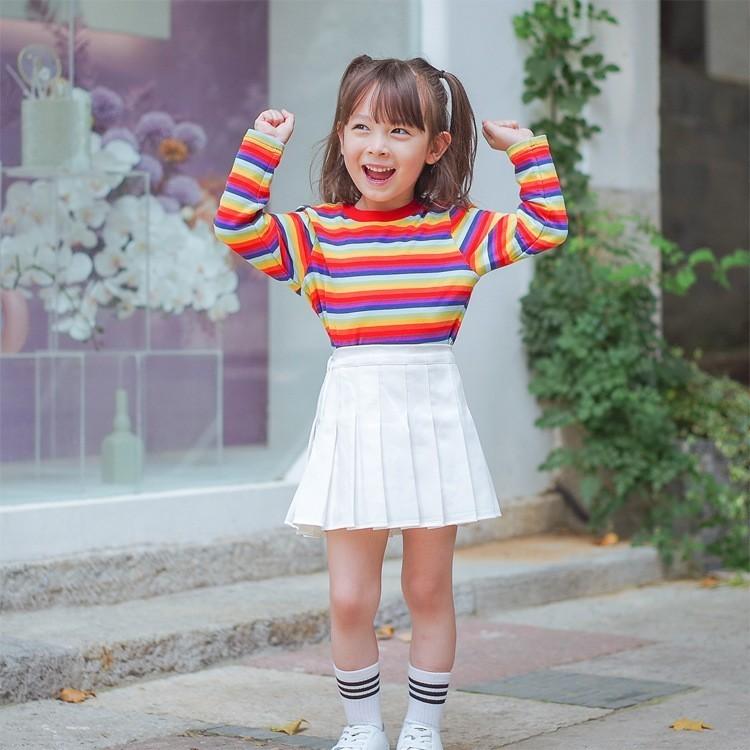 長袖カットソー ボーダー柄 リブ素材 LGB カットソー 長袖 ラウンドネック リブ ボーダー柄 子供服 キッズ
