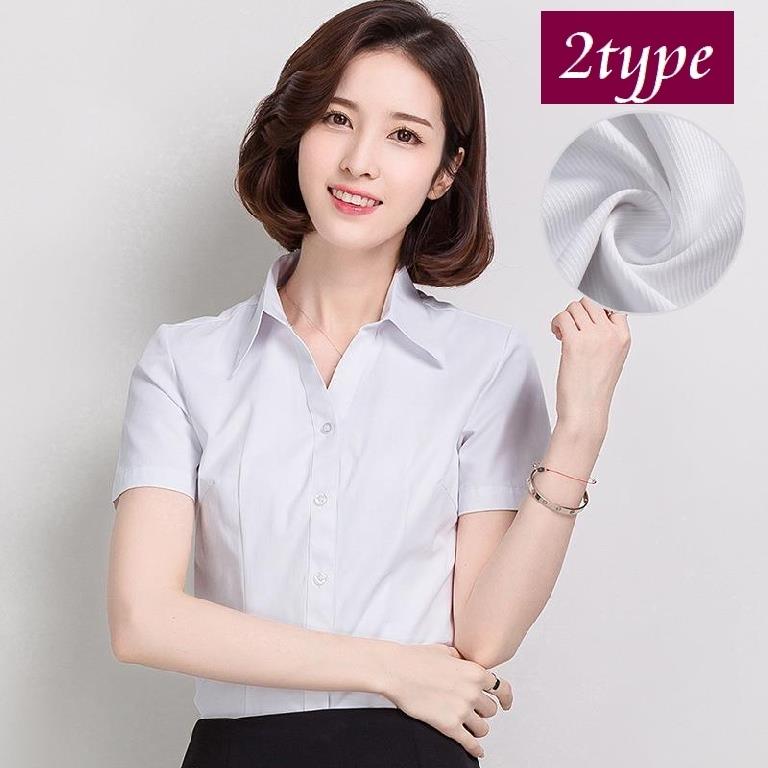 シャツ 半袖 レディース ブラウス 女性 Vネック スタンダードカラー フォーマル 前開き 前ボタン 無地 ノーマル シンプル オフィス 就活 ホワイ Top 509 プラスナオyahoo 店 通販 Yahoo ショッピング