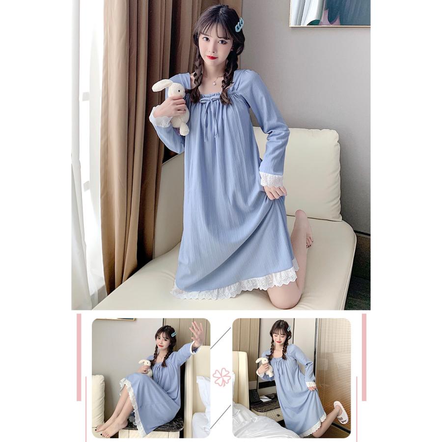 定価3万以上◾️新品◾️MAISON DU SOIR ナイトウェア上下セット P26 plusnao（プラスナオ） ネグリジェ 長袖 レディース ナイトウェア