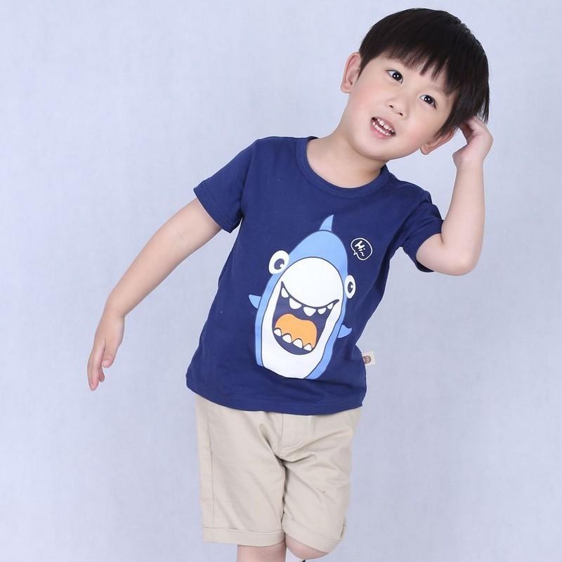Tシャツ 半袖カットソー 子供服 ベビー キッズ 男の子 女の子 ラウンドネック イラスト プリント サメ マリン イカリ おしゃれ かっこいい かわ Top プラスナオyahoo 店 通販 Yahoo ショッピング