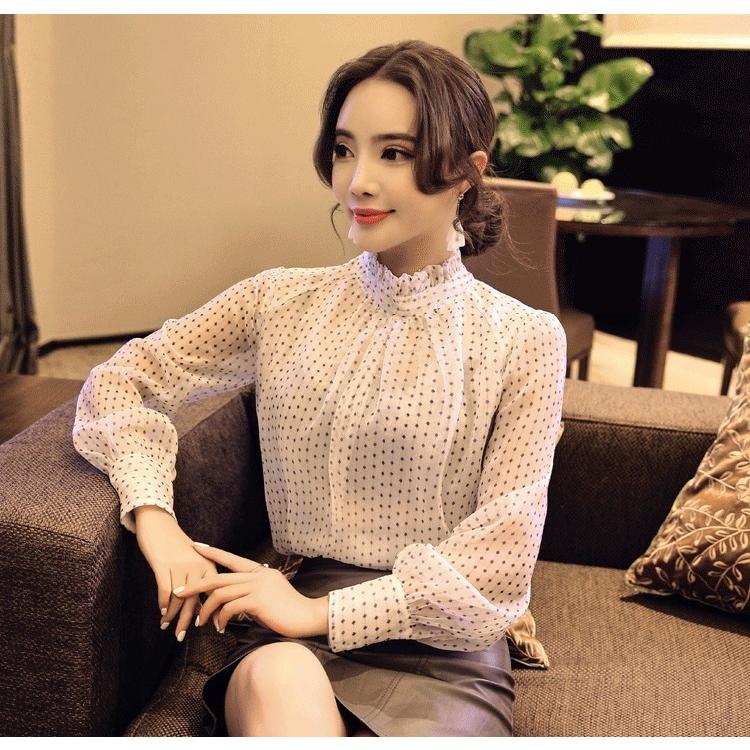 ブラウス 長袖 レディース 女性 婦人服 トップス 大きいサイズ ゆったり ラフ 透け感 シアー ハイネック ギャザー 水玉 ドット 袖ボタン シース プラスナオ Paypayモール店 通販 Paypayモール