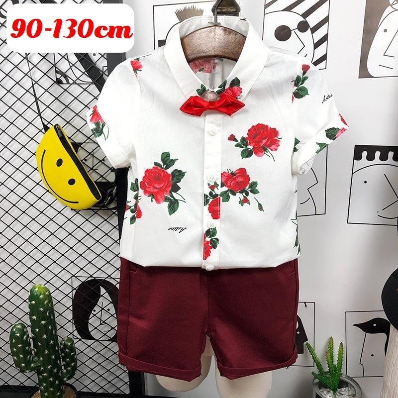 シャツ 半袖 ハーフパンツ 単品 キッズ ベビー 子供 男の子 女の子 プリント イラスト バラ 薔薇 ローズ 蝶ネクタイ ボタン 発表会 イベント プラスナオ Paypayモール店 通販 Paypayモール