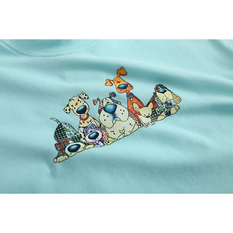 Tシャツ 半袖カットソー 子供服 キッズ 女の子 男の子 ラウンドネック 犬 ドッグ プリント イラスト おしゃれ かっこいい かわいい 男児 女児 Top プラスナオyahoo 店 通販 Yahoo ショッピング