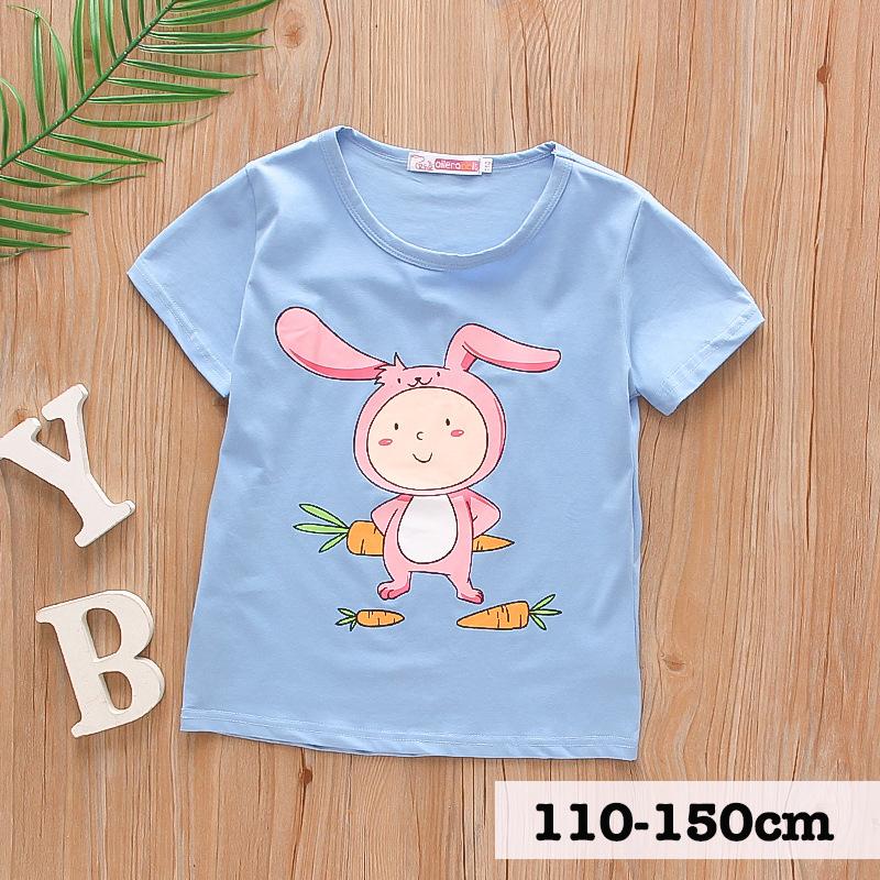 Tシャツ 半袖 プリント 子供服 キッズ 男の子 女の子 トップス カットソー ラウンドネック イラスト うさぎ カジュアル ポップ おしゃれ かわい プラスナオ Paypayモール店 通販 Paypayモール