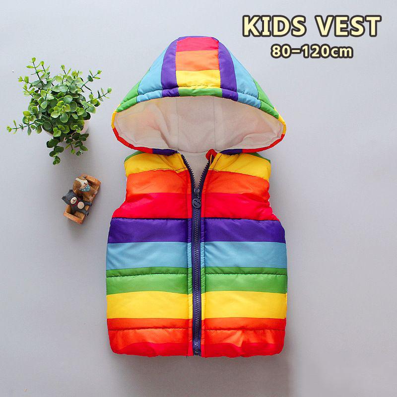 レインボーベスト トップス アウター 子供服 ベビー キッズ 女の子 男の子 虹色 レインボー ふわふわ フード付き ジップアップ 暖かい 秋 冬 寒 Top プラスナオyahoo 店 通販 Yahoo ショッピング