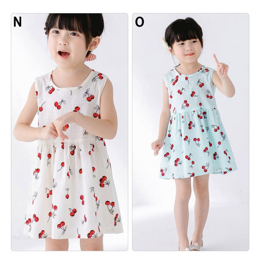 ノースリーブワンピース ミニワンピース フレアワンピース 夏 子供服 女の子 女児 キッズ Kids ミニ丈 花柄 フラワープリント チェリー柄 イチ Top プラスナオyahoo 店 通販 Yahoo ショッピング