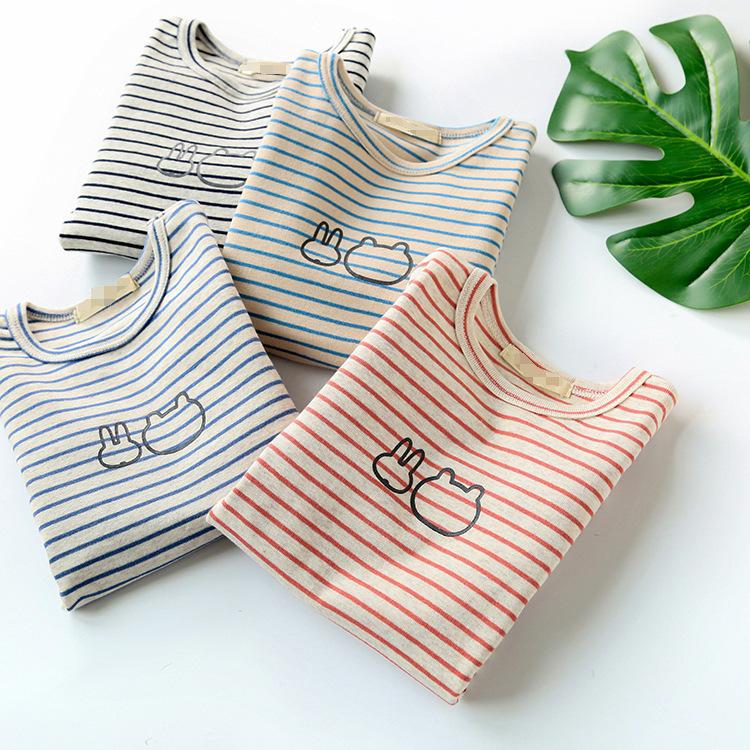 長袖tシャツ カットソー 長袖 キッズ トップス ロング ボーダー ラウンドネック イラスト プリント クマ ウサギ 男の子 女の子 かわいい かっこ プラスナオ Paypayモール店 通販 Paypayモール