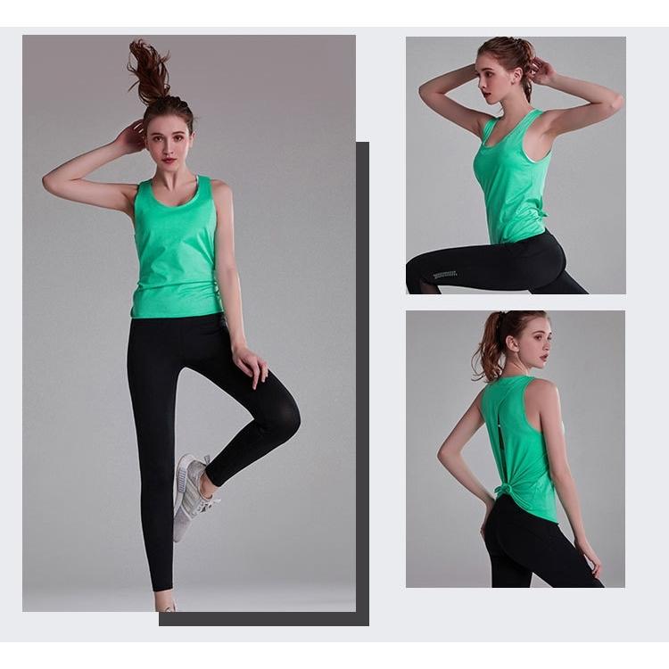 plusnao ヨガウェア タンクトップ トップス 背中開き