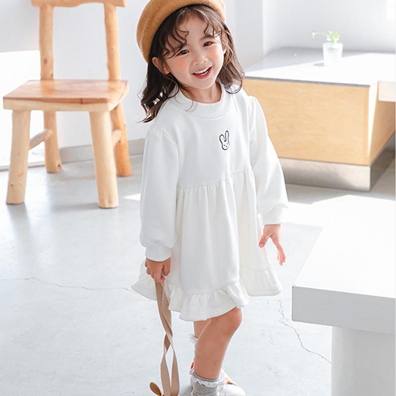 ワンピース ワンピ 長袖 クルーネック 膝上丈 フリル 裏起毛 トップス キッズ 子供服 女の子 ウサギ アニマル 動物 かわいい おしゃれ 80 9 プラスナオ Paypayモール店 通販 Paypayモール