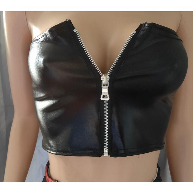 CHANEL【シャネル】ブラックレザー チューブトップベアトップ