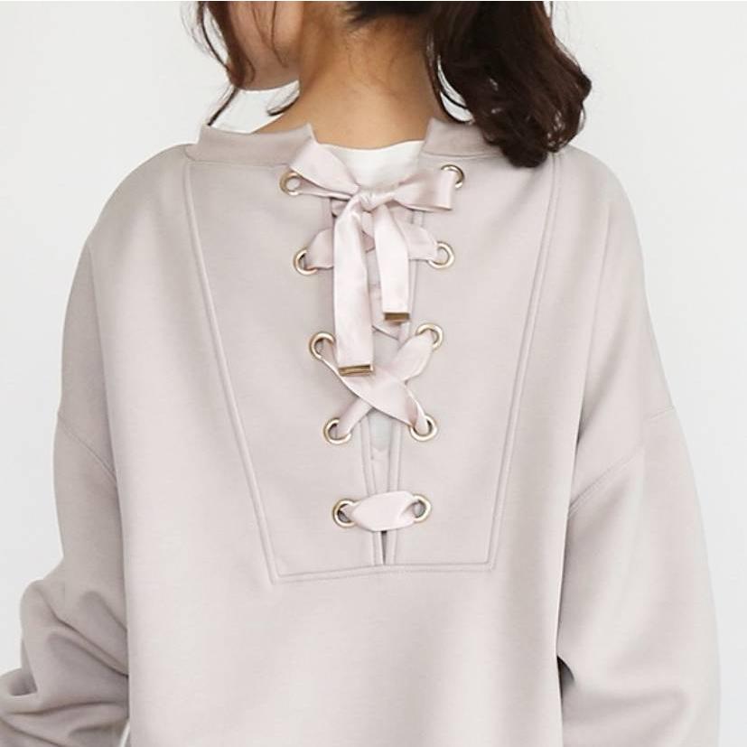 plusnao 毛玉ができにくいダンボール素材 バックリボン プルオーバー