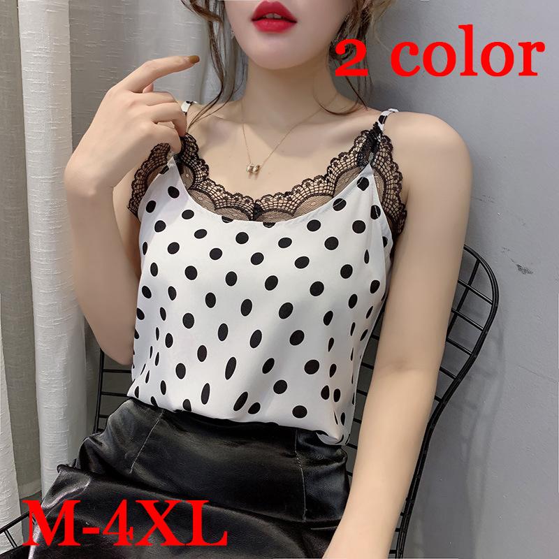 レディース ファッション キャミソール ノースリーブ ドット柄 水玉 レース トップス セクシー おしゃれ かわいい 夏 黒 白 M L Xl 2xl プラスナオ Paypayモール店 通販 Paypayモール