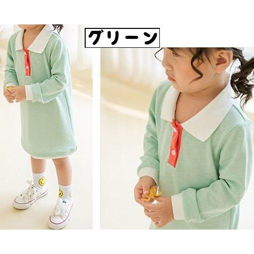 ポロシャツスタイル ワンピース S ホワイト/グリーン ストライプタックフレアシャツワンピース-short & regular