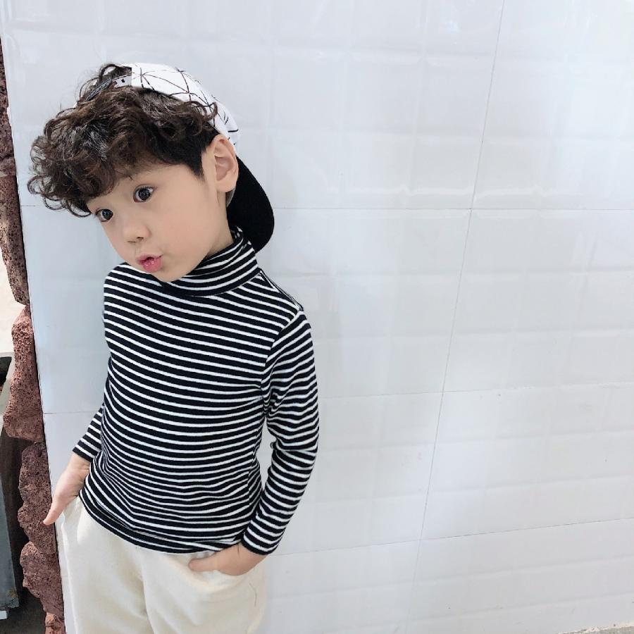 カットソー 子供服 キッズ ベビー 女の子 男の子 トップス 長袖 ハイネック ボーダー おしゃれ 定番 スタンダード ベーシック かわいい プラスナオ Paypayモール店 通販 Paypayモール