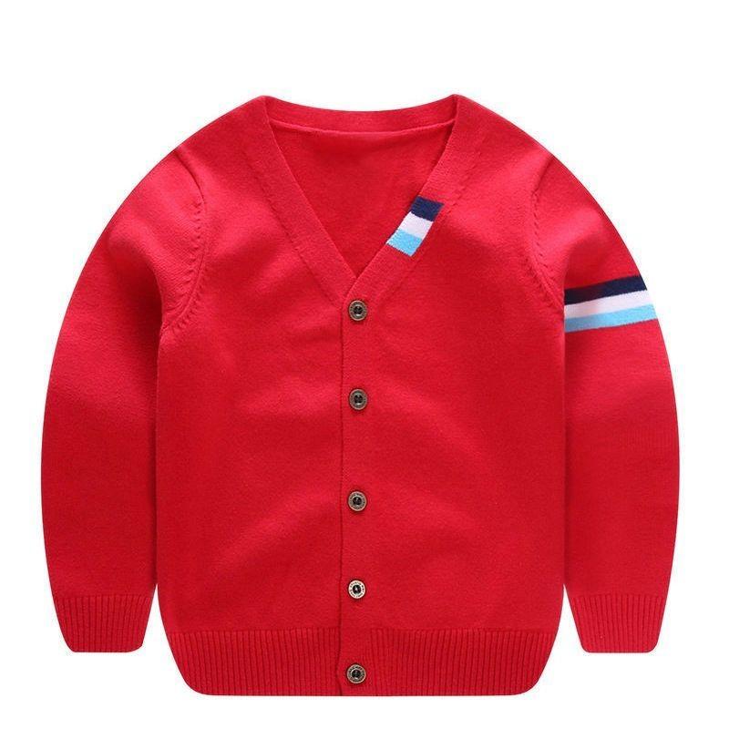 Vネックカーデ ニット カーディガン 子供用 長袖 男の子 トップス トリコロールカラー 赤 青 カジュアル 学校 カラバリ豊富 秋服 プラスナオ Paypayモール店 通販 Paypayモール