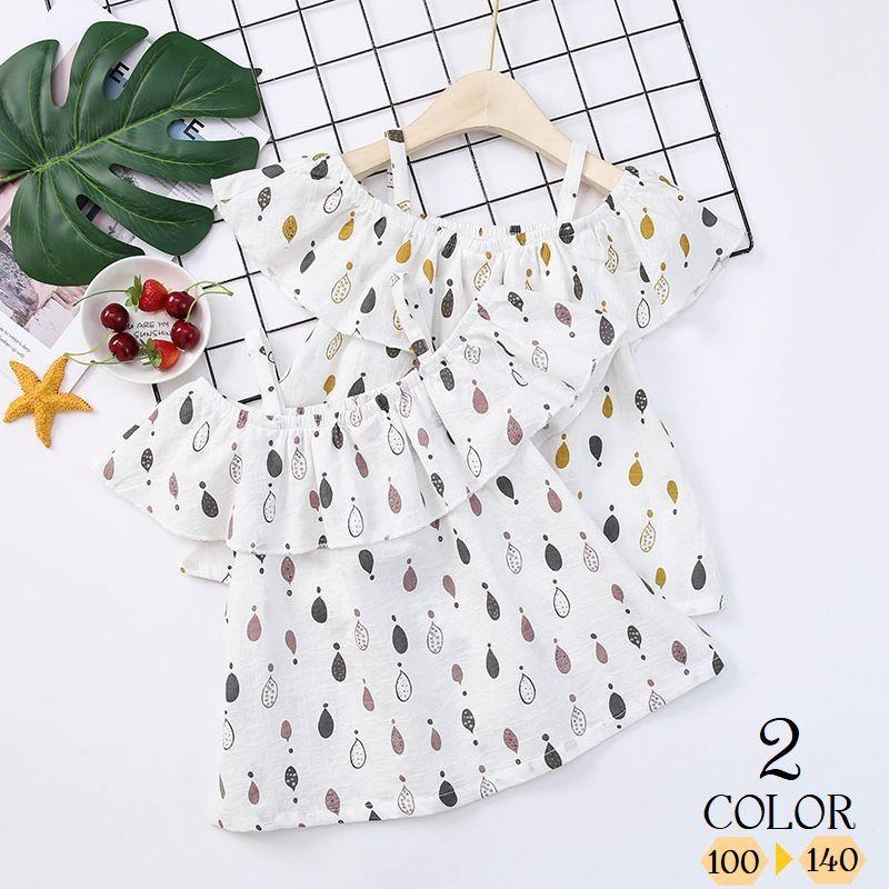 オフショルダーワンピース チュニックワンピース 子供服 キッズ服 オフショルダー オフショル ワンピース チュニック トップス 雨模様 雫型 レトロ プラスナオ Paypayモール店 通販 Paypayモール