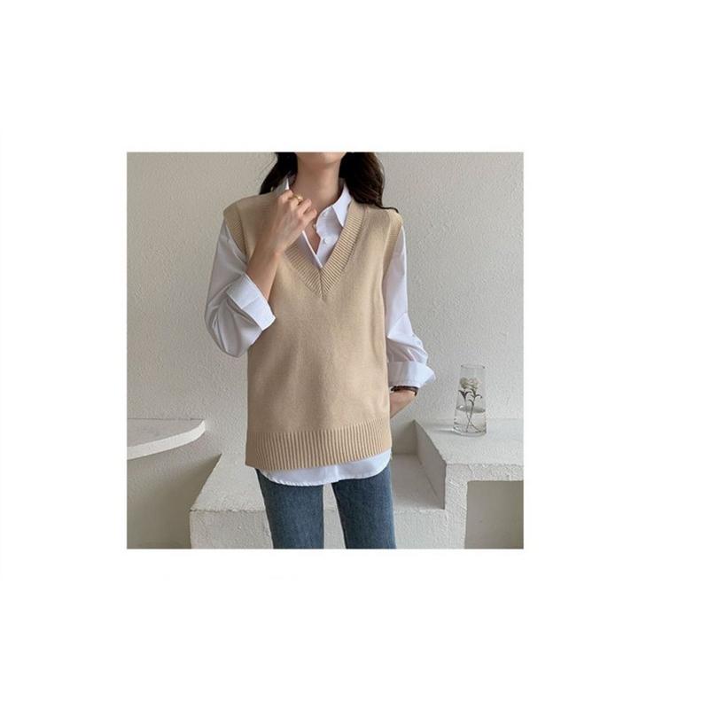 plusnao ニットベスト レディース 女性用 トップス プルオーバー V