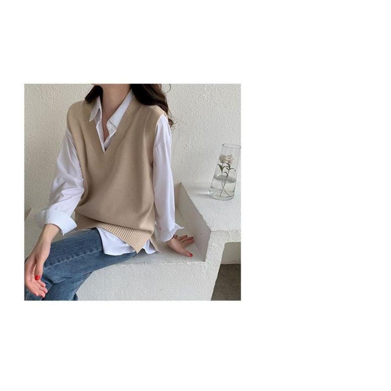 ニットベスト レディース 女性用 トップス プルオーバー Vネック