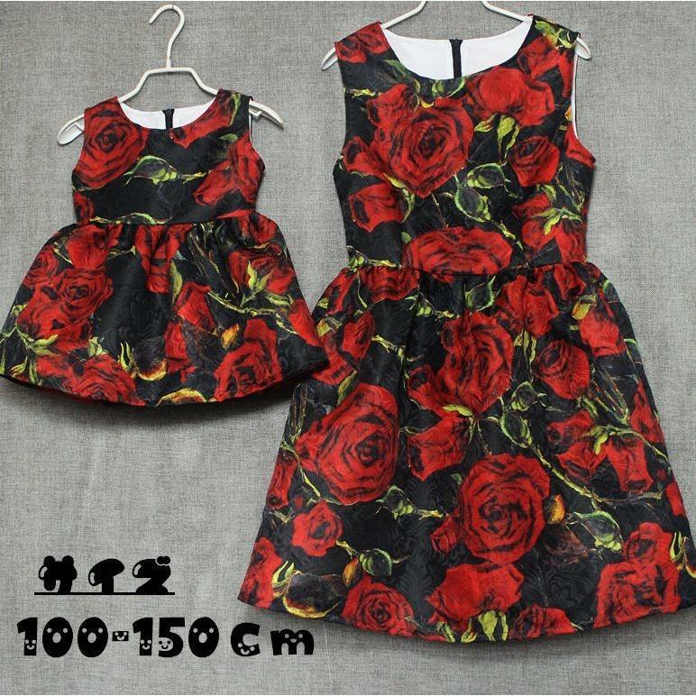 ワンピース キッズ ジュニア ノースリーブ バラ ばら 薔薇 ラウンドネック ジッパー ファスナー 子供服 こども服 おしゃれ 可愛い かわいい 女の プラスナオ Paypayモール店 通販 Paypayモール