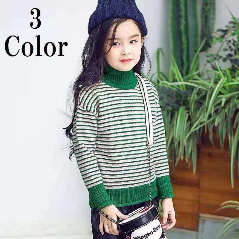 ニット セーター 女の子 キッズ 長袖 ハイネック ボーダー トップス おしゃれ カジュアル かわいい 子供服 110 1 130 140 150 プラスナオ Paypayモール店 通販 Paypayモール