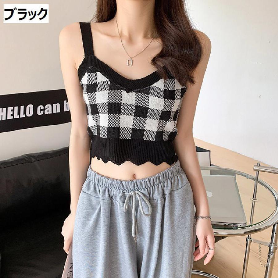 Cop copine チェック柄キャミソール plusnao キャミソール ニット レディース 婦人服 トップス