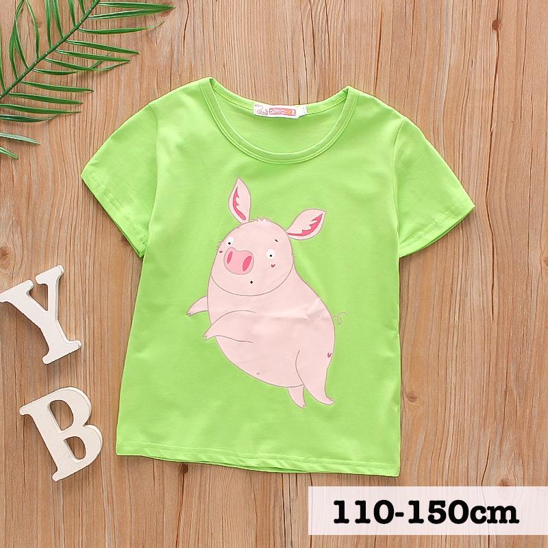 Tシャツ 半袖 プリント 子供服 キッズ 男の子 女の子 トップス カットソー ラウンドネック イラスト ぶた ブタ カジュアル ポップ おしゃれ か Top プラスナオyahoo 店 通販 Yahoo ショッピング