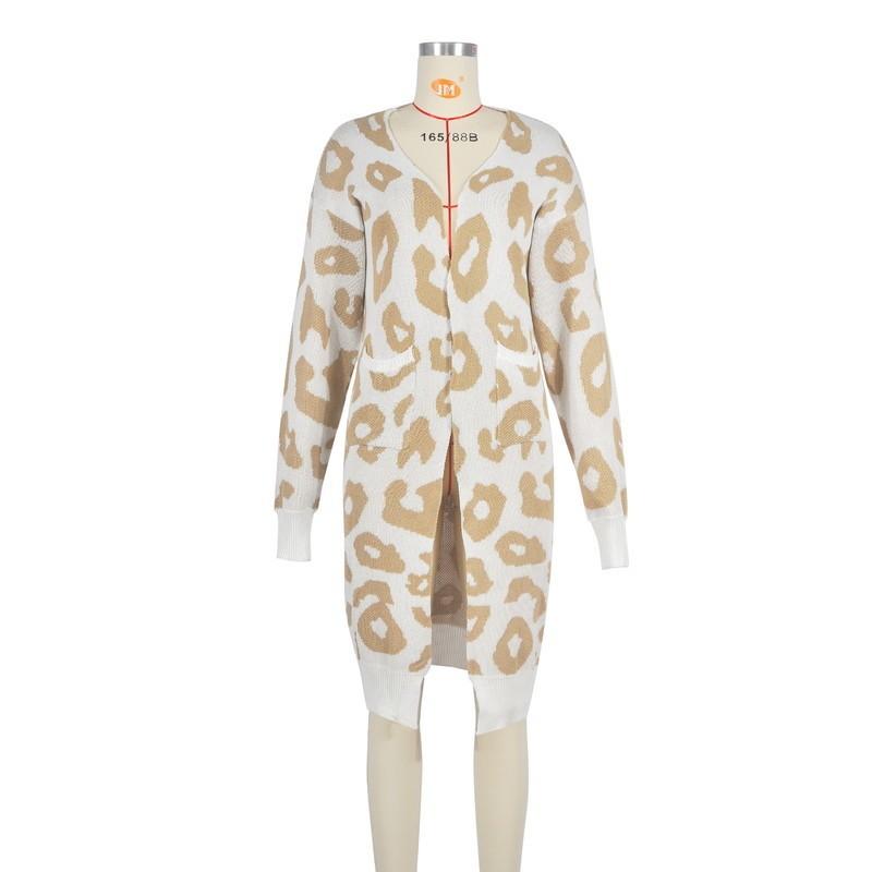 plusnao（プラスナオ） 長袖カーディガン ニットカーディガン ヒョウ柄