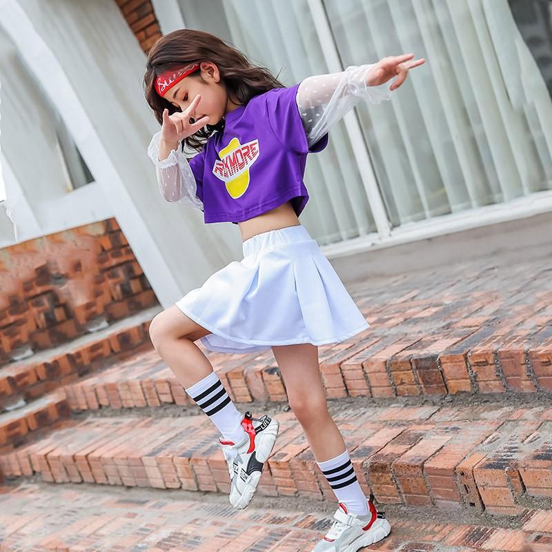 ショート丈トップス キッズ Tシャツ レース 半袖 長袖 スカート