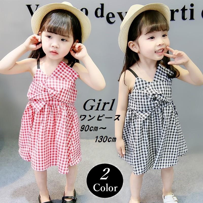 ワンピース キッズ ガール 子供服 女の子 チェック かわいい おしゃれ フレア 春 夏 ９０cm １００cm １１０cm １２０cm １３０cm プラスナオ Paypayモール店 通販 Paypayモール