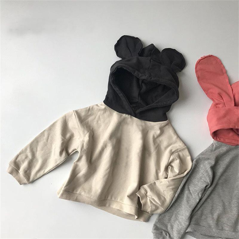 パーカー キッズ 子供 男の子 女の子 トップス プルオーバー 長袖 バイカラー 裏起毛 フード 耳付き うさぎ くま 可愛い | plusnao | 05