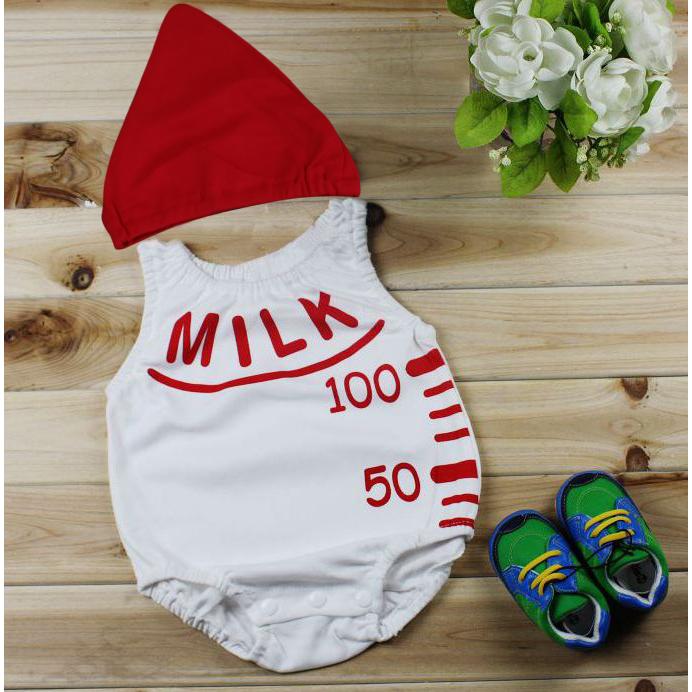 ロンパース カバーオール ノースリーブ 帽子付き 肌着 ボディスーツ コスプレ ベビー服 赤ちゃん服 可愛い 哺乳瓶デザイン ミルク 80 90 10 プラスナオ Paypayモール店 通販 Paypayモール