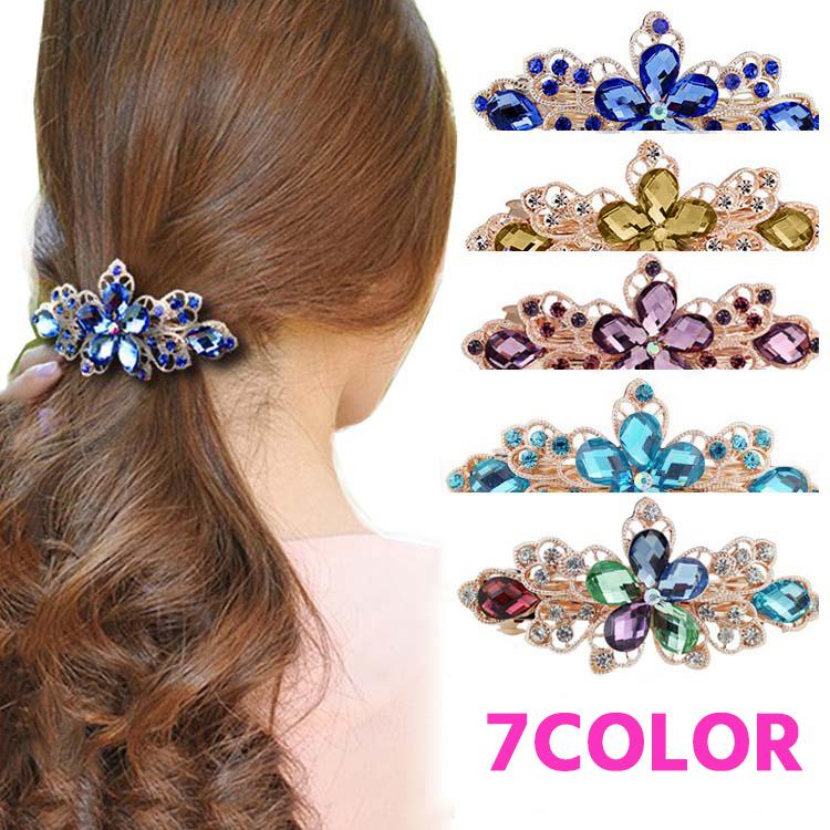 ヘアバレッタ ヘアクリップ ヘアアクセサリー 髪留め 髪飾り まとめ髪 ヘアアレンジ レディース キラキラ ビジュー 華やか ゴージャス 上品 パーテ プラスナオ Paypayモール店 通販 Paypayモール