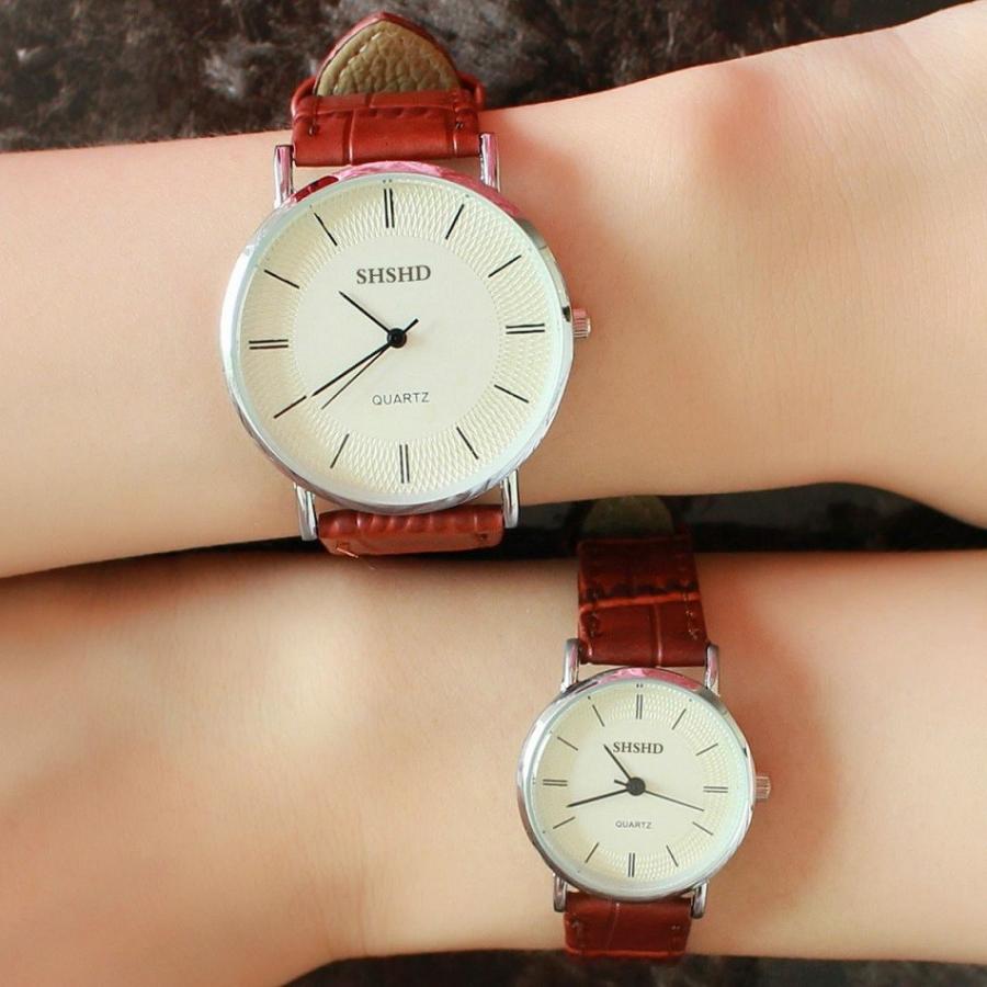 腕時計 ペアウォッチ アナログ ラウンドウォッチ フェイクレザーベルト 恋人 カップル 夫婦 お揃い レディース メンズ 秒針 シンプル おしゃれ 学 プラスナオ Paypayモール店 通販 Paypayモール