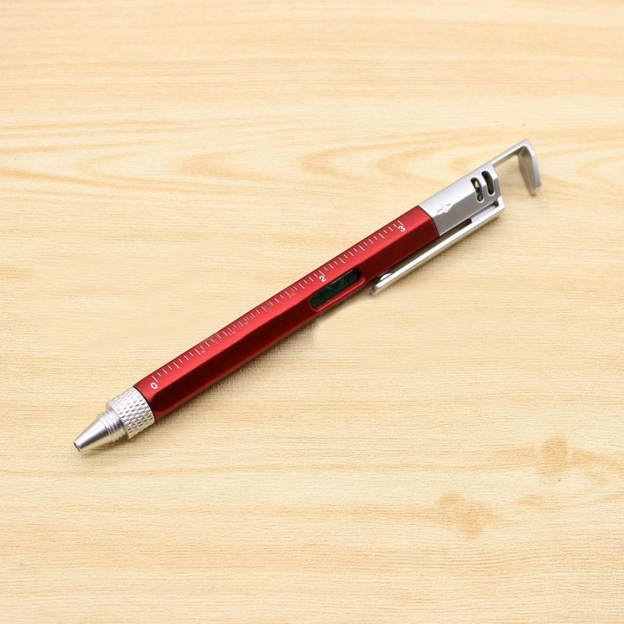 ボールペン スマホスタンド ドライバー 水平器 目盛り付き 一台5役 多
