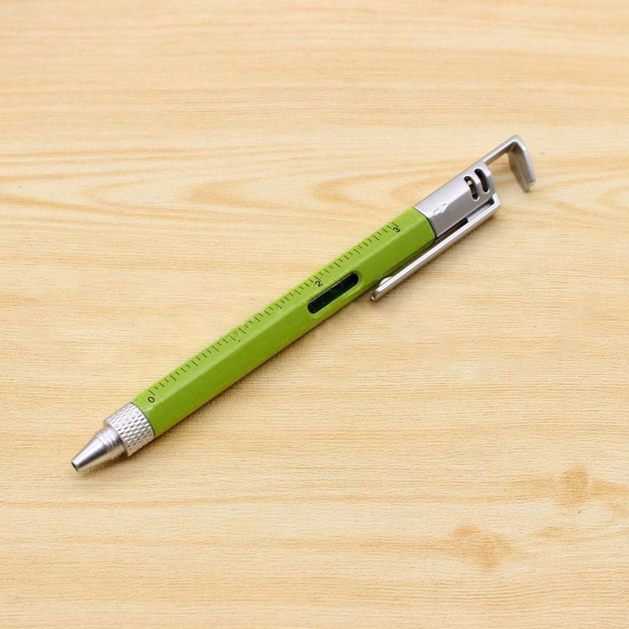 筆記具 . ボールペン スマホスタンド ドライバー 水平器 目盛り付き 一台5役 多