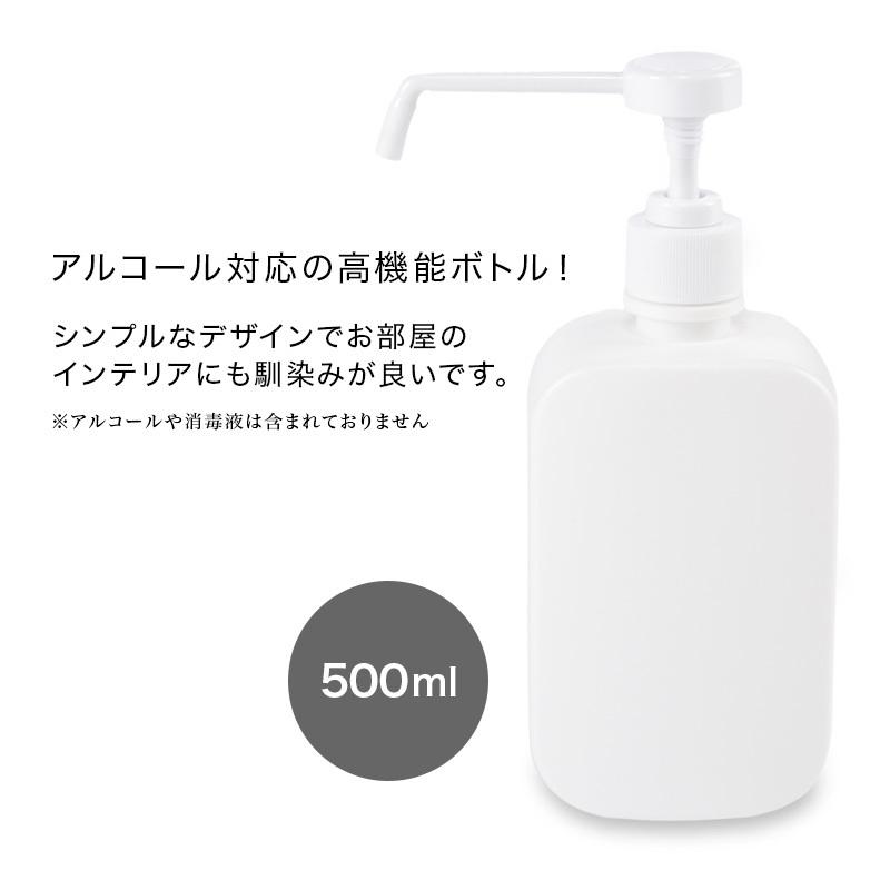 スプレーボトル 容器 ポンプ式 ノズル式 ロングノズル アルコール対応 500ml ディスペンサー 詰め替えボトル 消毒 ウイルス対策 手指消毒 プッ｜plusnao｜04