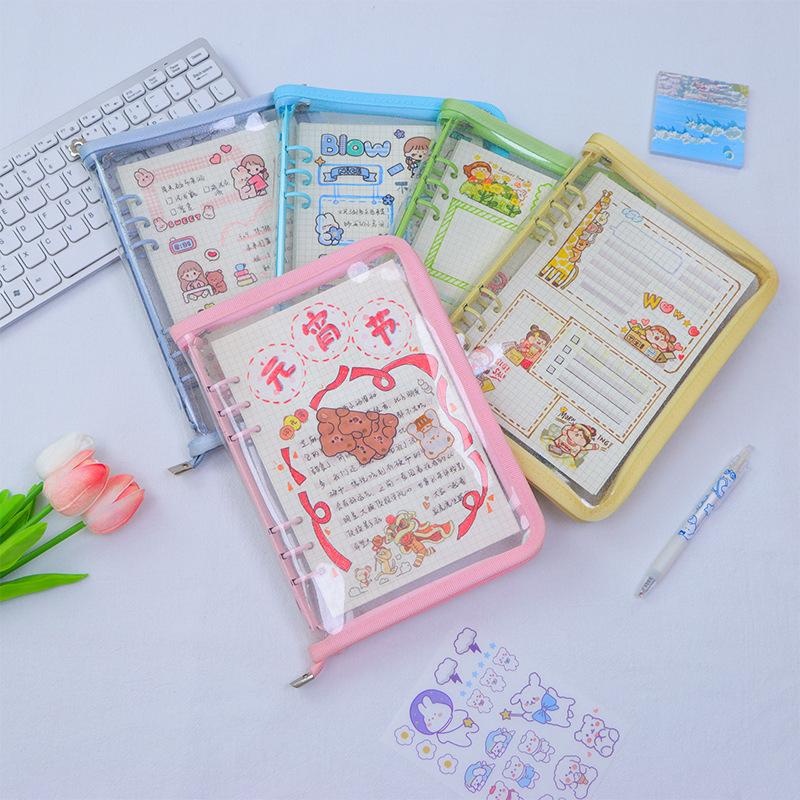 plusnao（プラスナオ） バインダー A5 A6 6穴 ラメ入り ファスナー付き