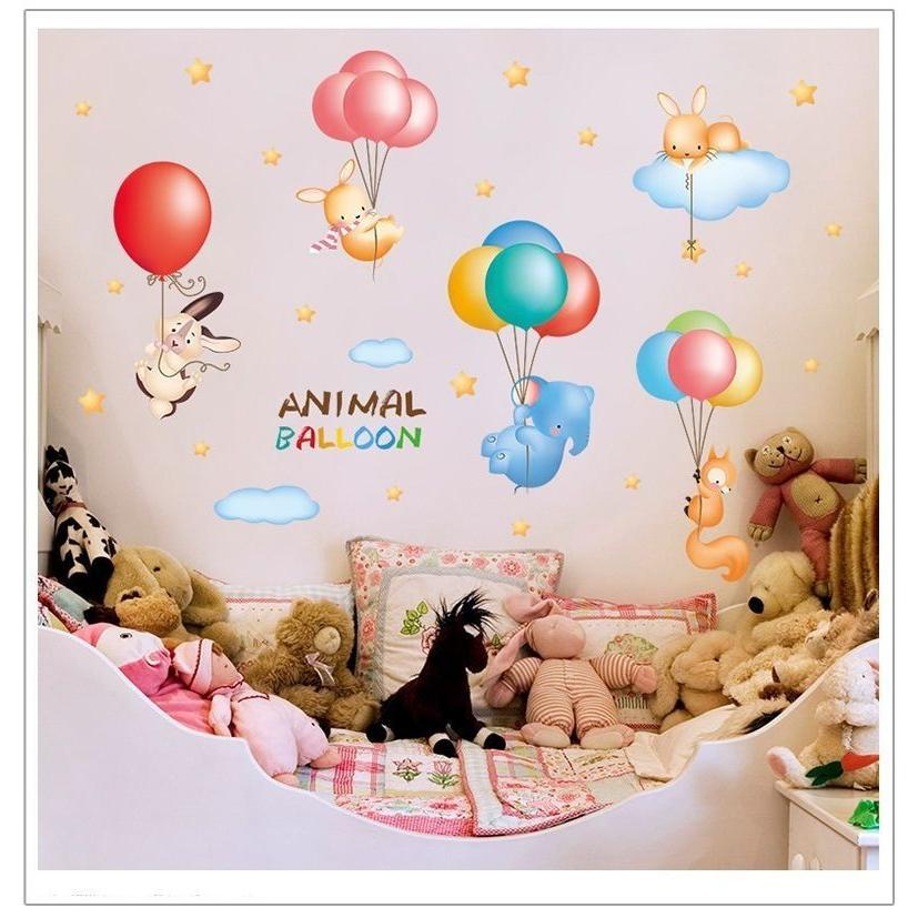 お取り寄せ ウォールステッカー 壁紙シール ウォールシール アニマル 動物 風船 バルーン 可愛い かわいい おしゃれ 壁シール 壁面装飾 壁装飾 室内装飾 子供1 160円 Aynaelda Com