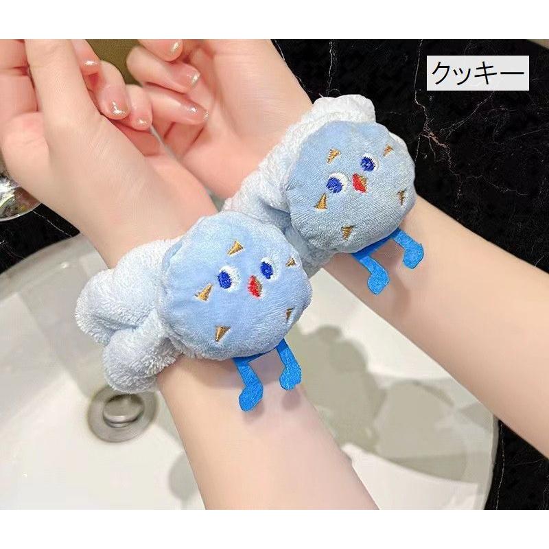 plusnao リストバンド 洗顔用 吸水 アームバンド 手首バンド ふわふわ
