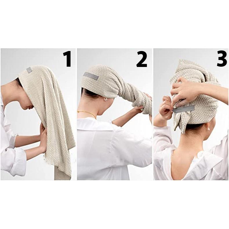 ヘアドライタオル タオルキャップ バスタオル 2way バンド付き ねじる