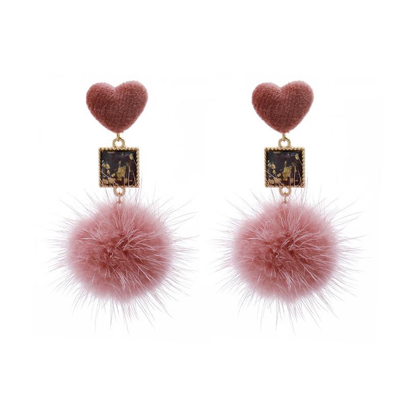 ピアス イヤリング ハート フェイクファー レディース アクセサリー