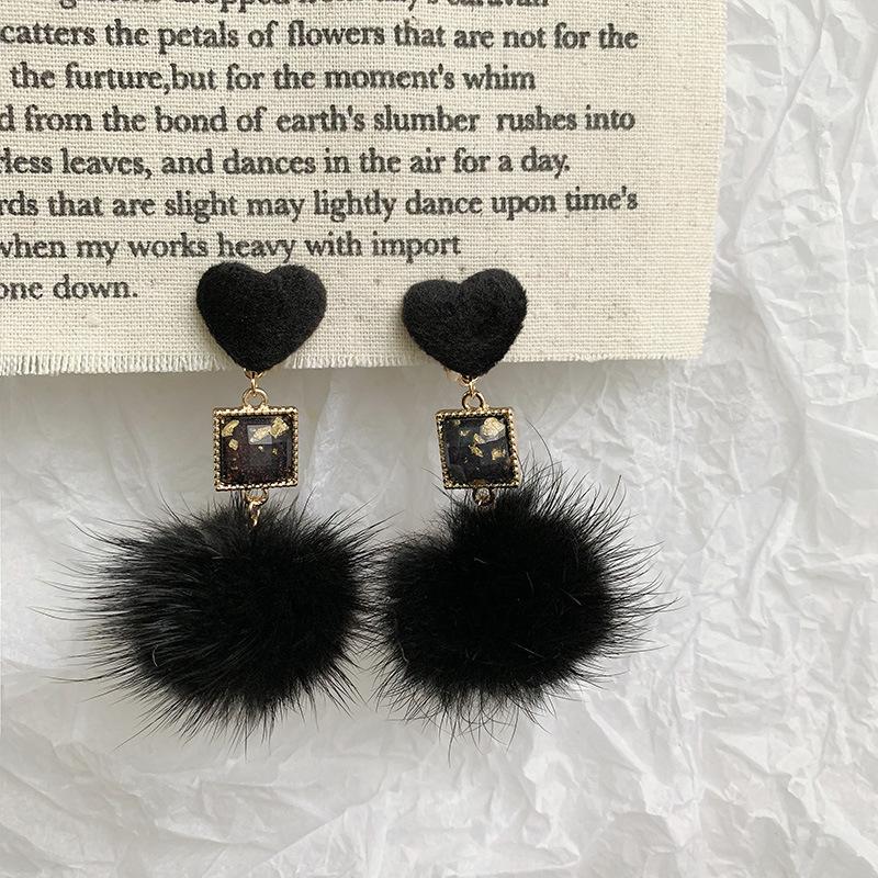 ピアス イヤリング ハート フェイクファー レディース アクセサリー