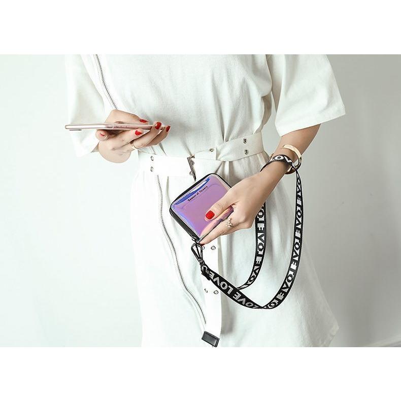 plusnao 財布 ネックストラップ付き レディース ミニ財布 コンパクト